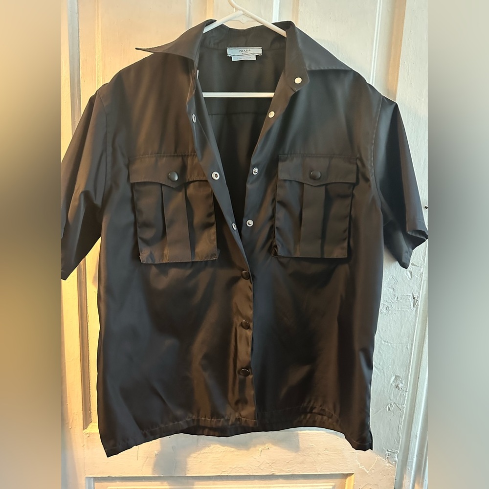 Mens Prada nylon dress/casual shirt size 38 black brand new never worn.